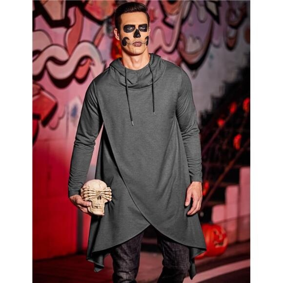 🖤 Trendy Irregular Hem Hooded Poncho Cloak – Unisex Streetwear Hoodie - Picture 1 of 4